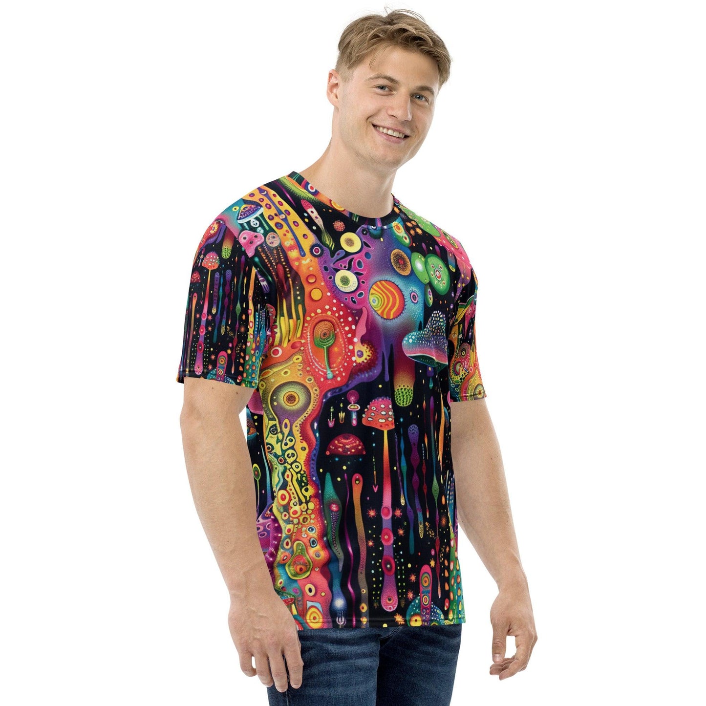 Vibrant Trippy Abstract Men’s T-Shirt for Festivals