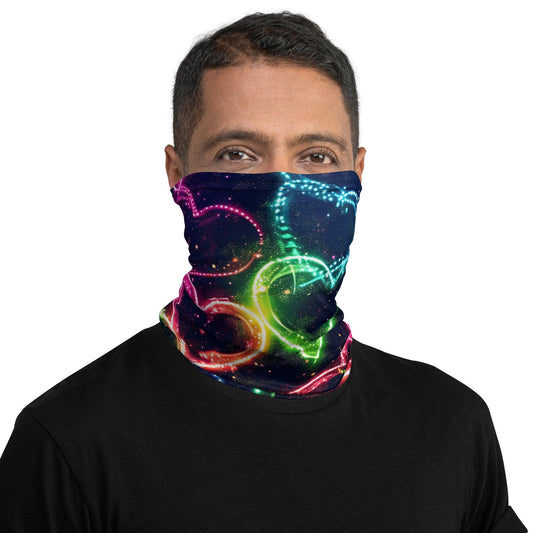 Neon Heart Festival Neck Gaiter - Rave Ready Accessory