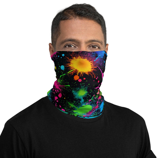 Vibrant Paint Splatter Neck Gaiter - Ultimate Festival Accessory