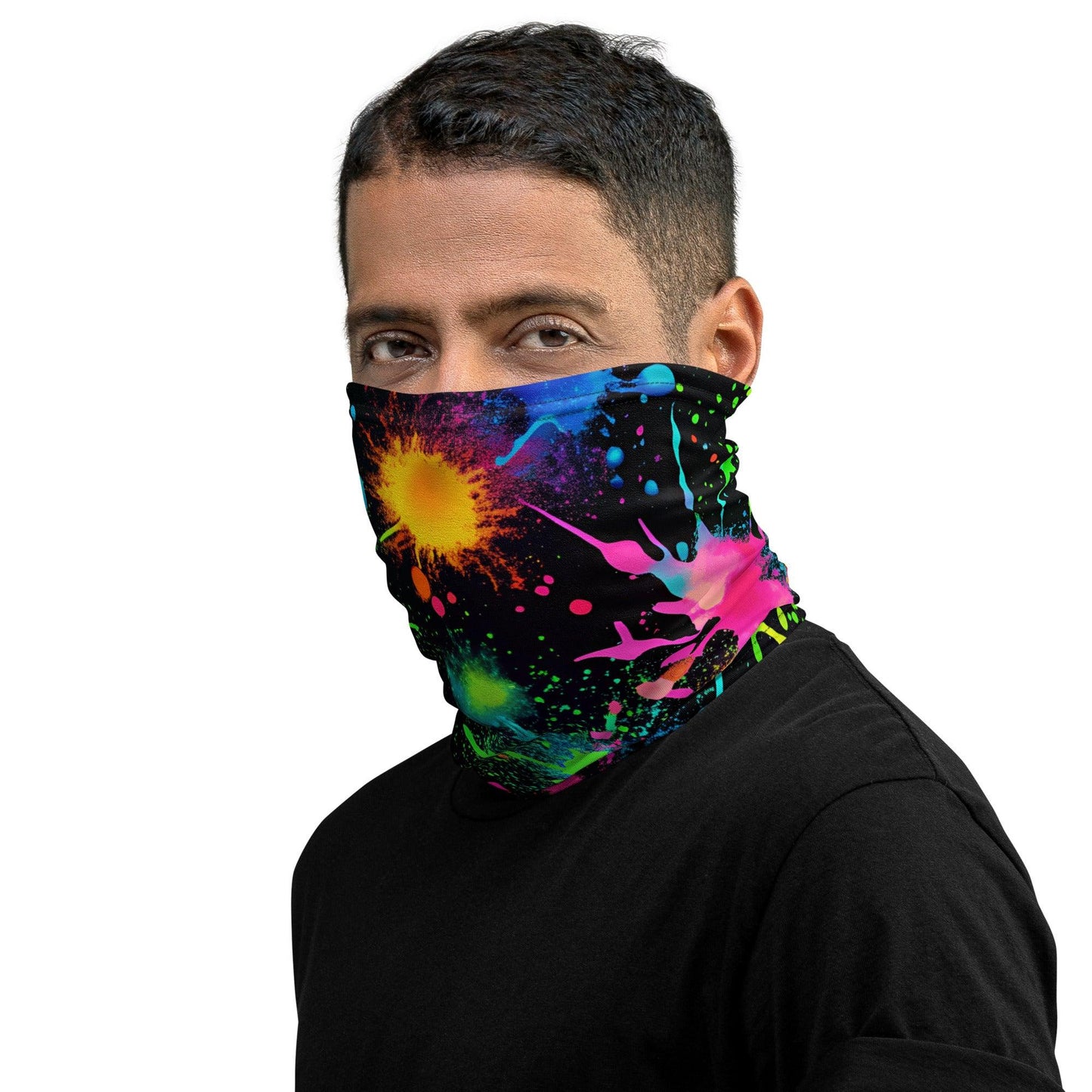 Vibrant Paint Splatter Neck Gaiter - Ultimate Festival Accessory