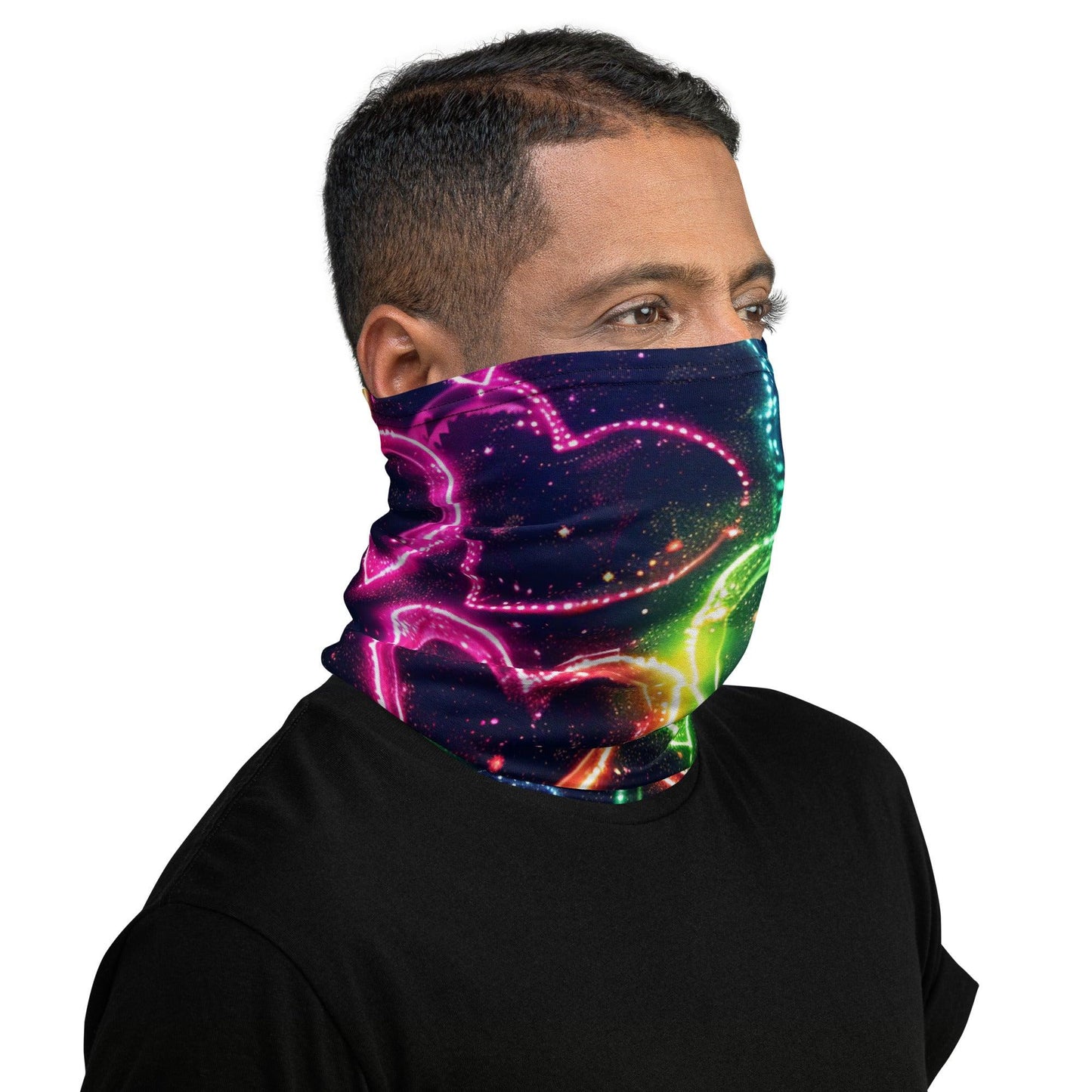 Neon Heart Festival Neck Gaiter - Rave Ready Accessory