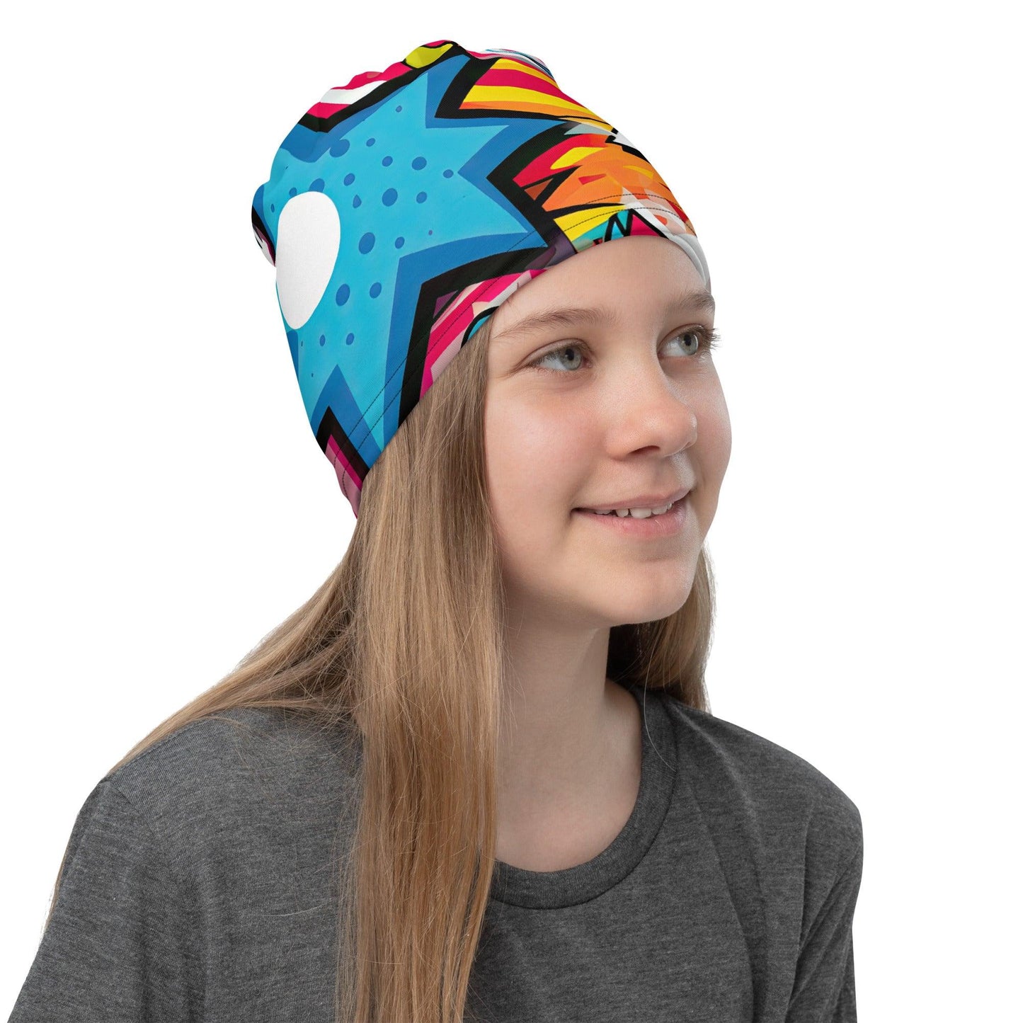 Vibrant Comic Style Neck Gaiter for Raves & Festivals