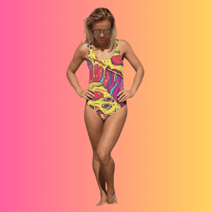 Custom One-Piece Festival Swimsuit for EDM Lovers