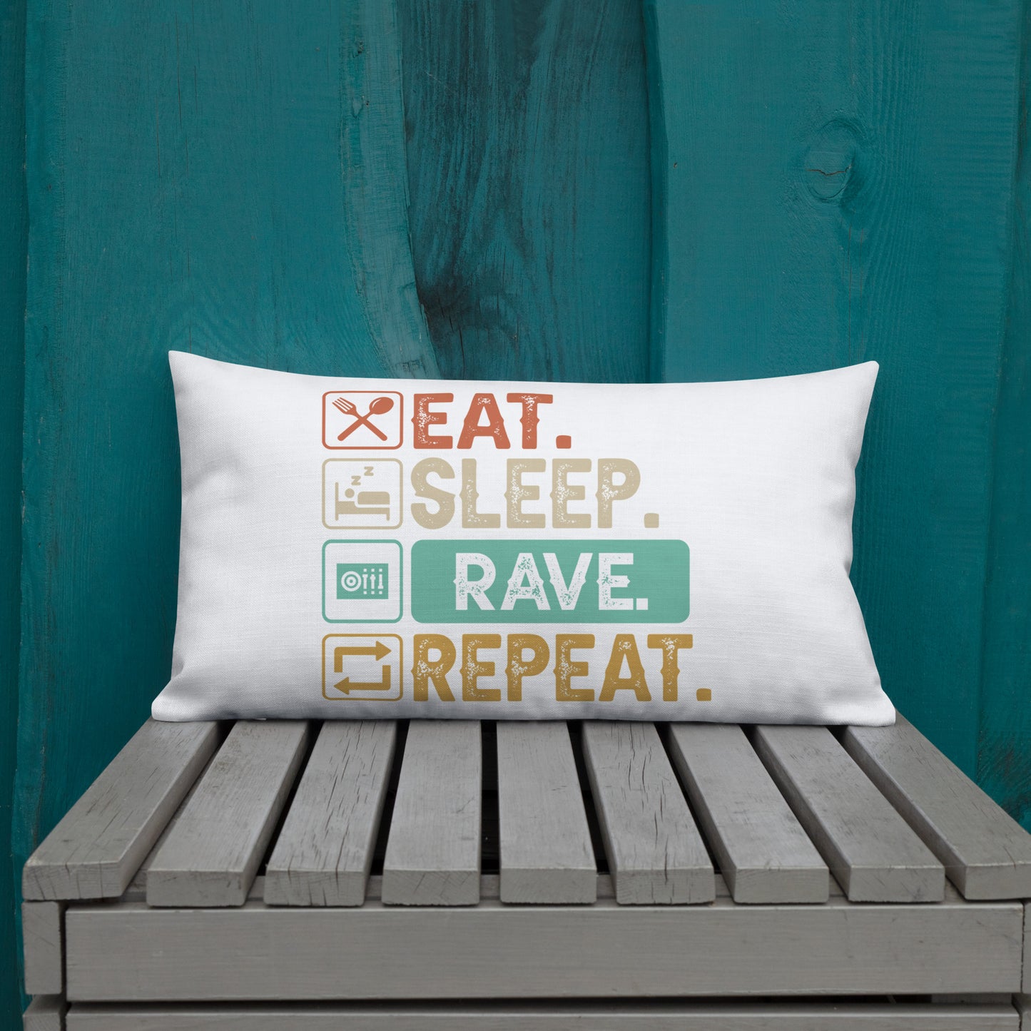 Eat, Sleep, Rave, Repeat Pillow