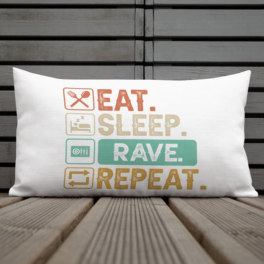 Eat, Sleep, Rave, Repeat Pillow