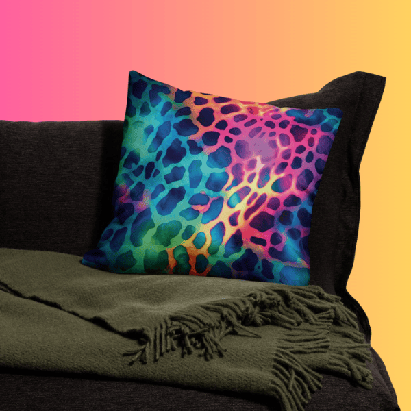 Vibrant Neon Leopard Print Festival Pillow - Elevate Your Rave Experience