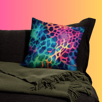 Vibrant Neon Leopard Print Festival Pillow - Elevate Your Rave Experience