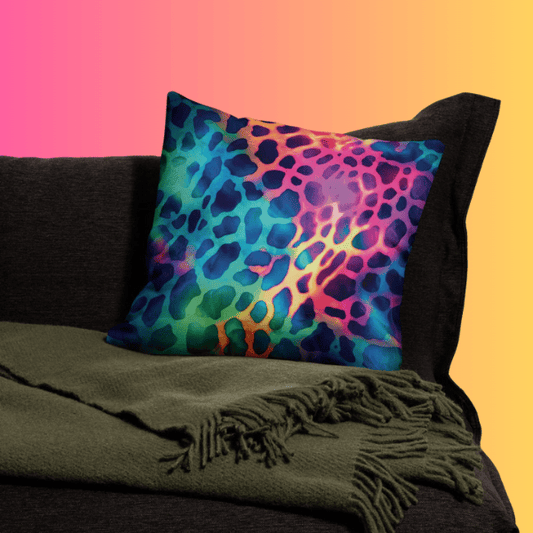 Vibrant Neon Leopard Print Festival Pillow - Elevate Your Rave Experience