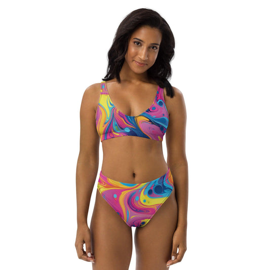 Swirl Abstract High-Waisted Bikini - Unique Festival Style