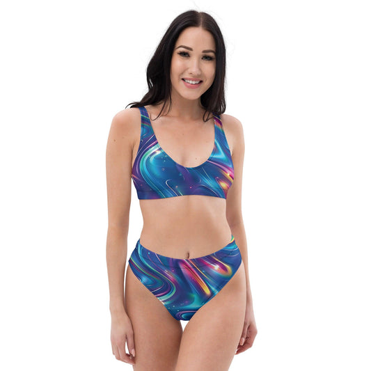 Vibrant Trippy High-Waisted Bikini for Festival Vibes