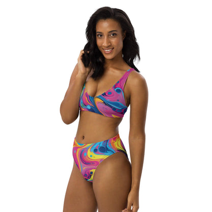 Swirl Abstract High-Waisted Bikini - Unique Festival Style