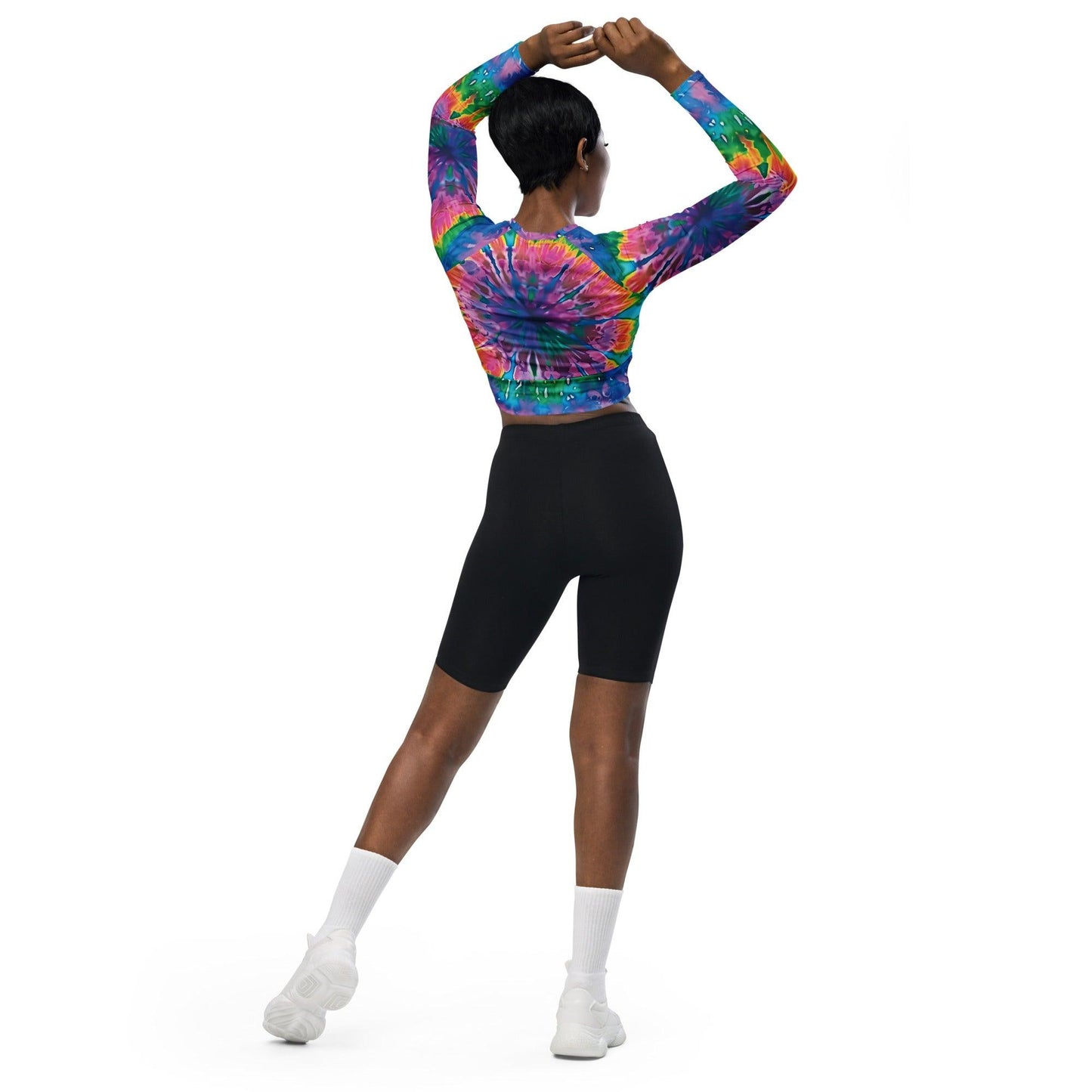 Vibrant Tie-Dye Long-Sleeve Crop Top for Festivals