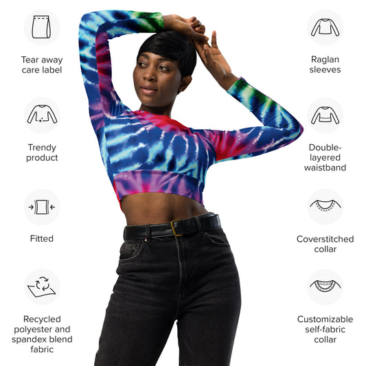 Eco-Friendly Tie-Dye Long-Sleeve Crop Top