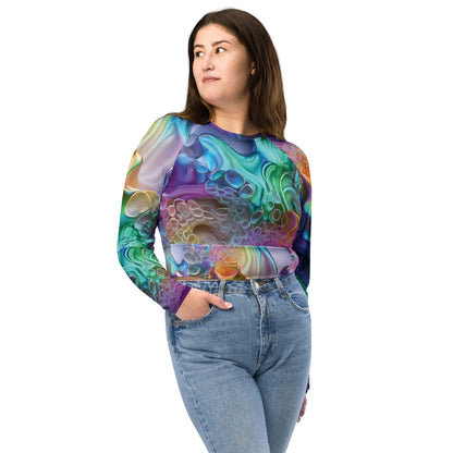 Vibrant Abstract Long-Sleeve Crop Top for Festivals