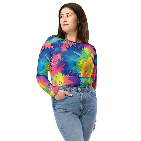 Vibrant Tie-Dye Long-Sleeve Crop Top for Festivals