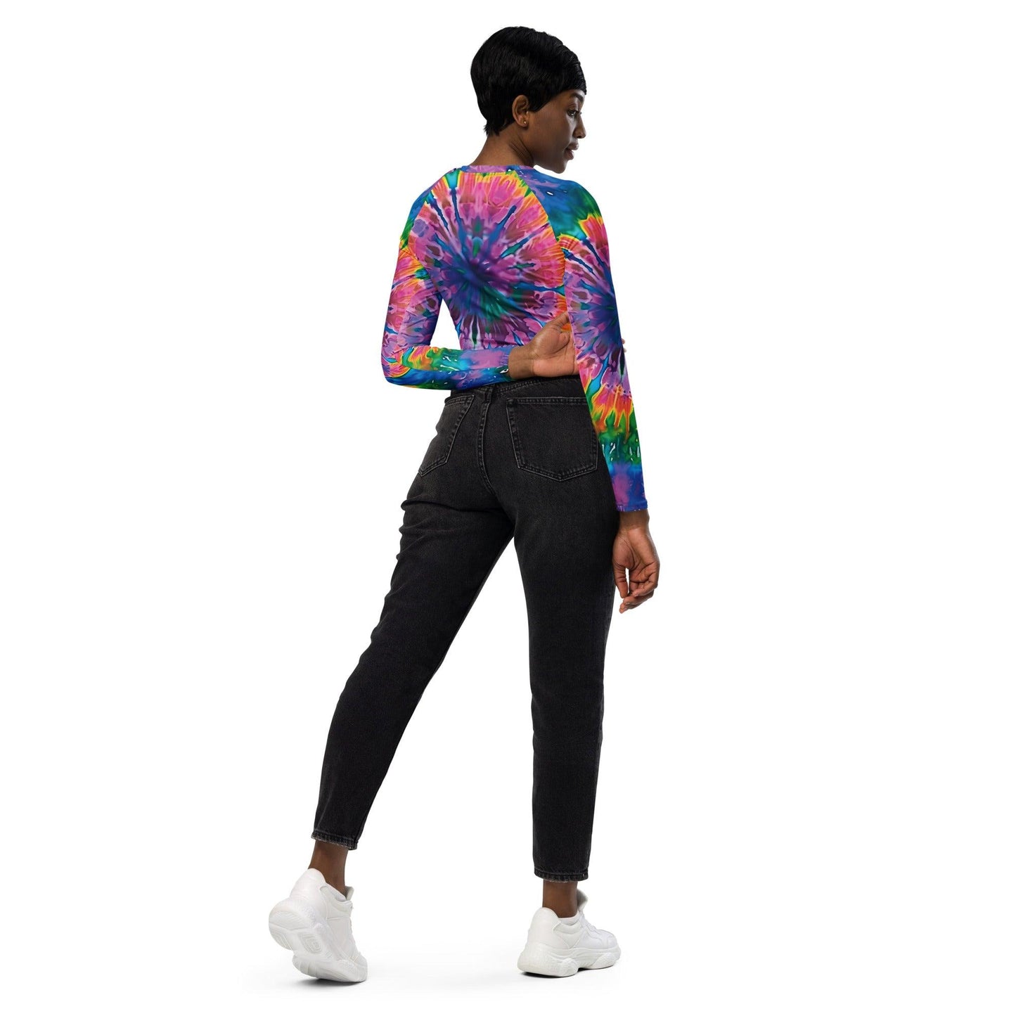 Vibrant Tie-Dye Long-Sleeve Crop Top for Festivals