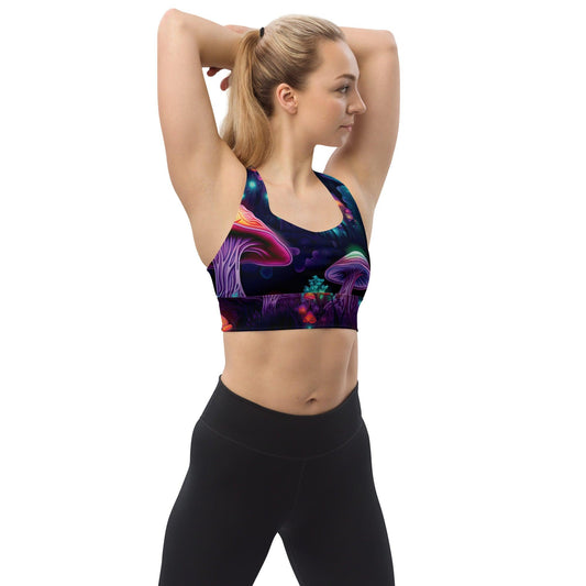 Mushroom Longline Sports Bra for Raves & Festivals