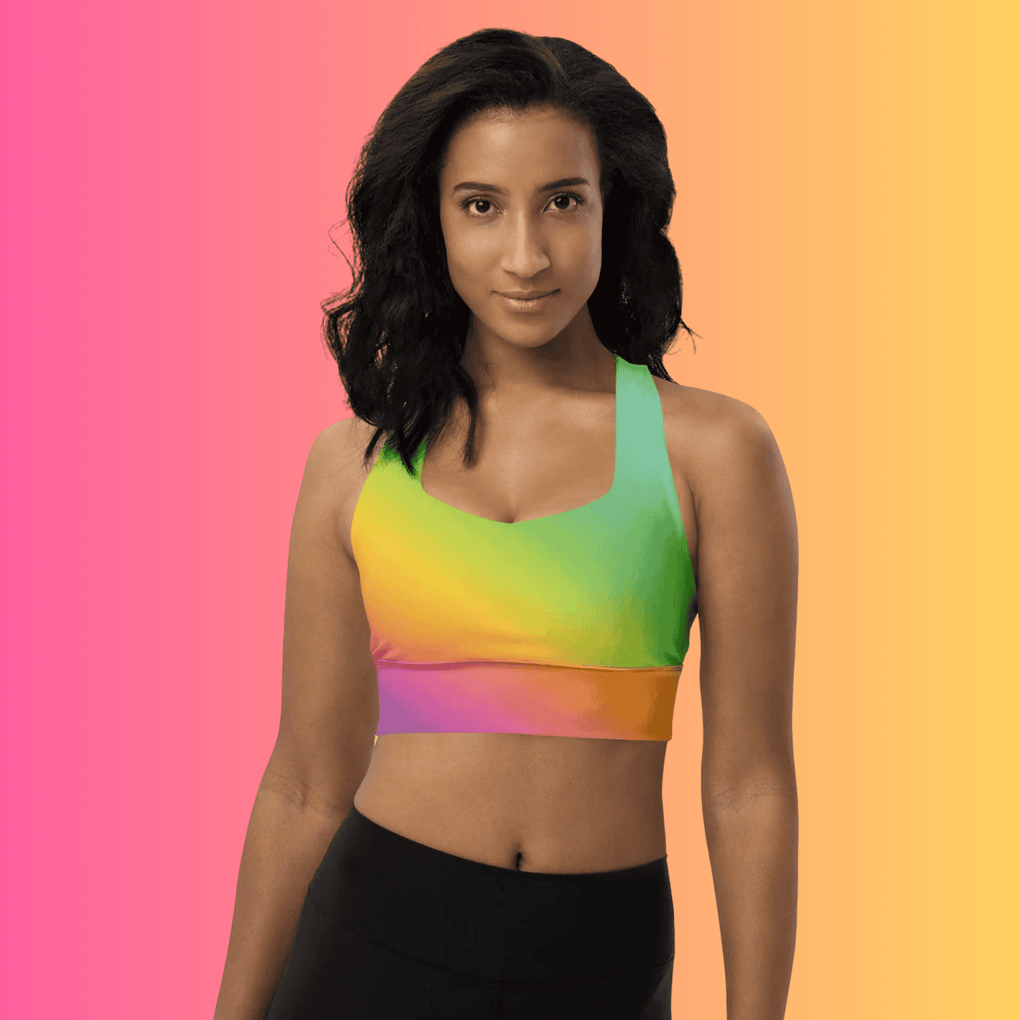 Vibrant Longline Sports Bra for Raves & Festivals