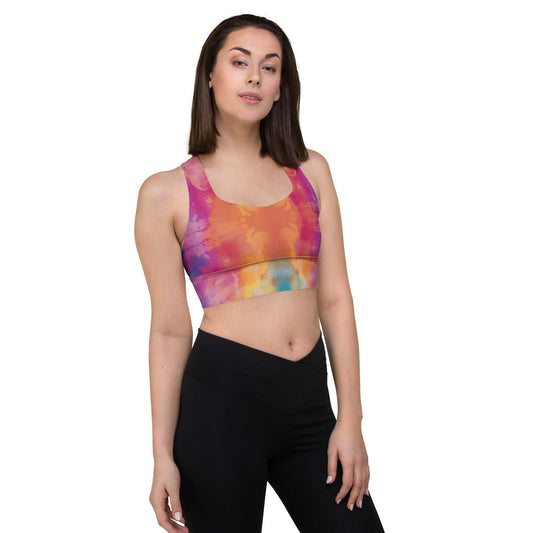 Tie-Dye Longline Sports Bra for Raves & Festivals