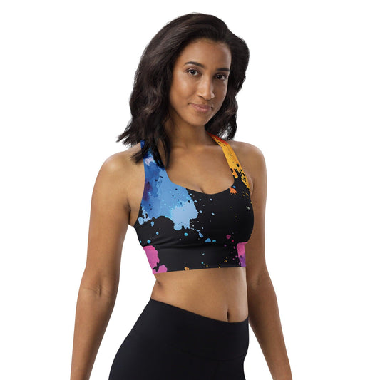 Paint Splatter Longline Sports Bra