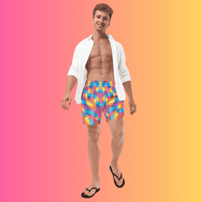 Vibrant Abstract Swim Shorts for Raves & Festivals