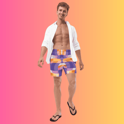 Vibrant Abstract Swim Shorts for Raves and Festivals
