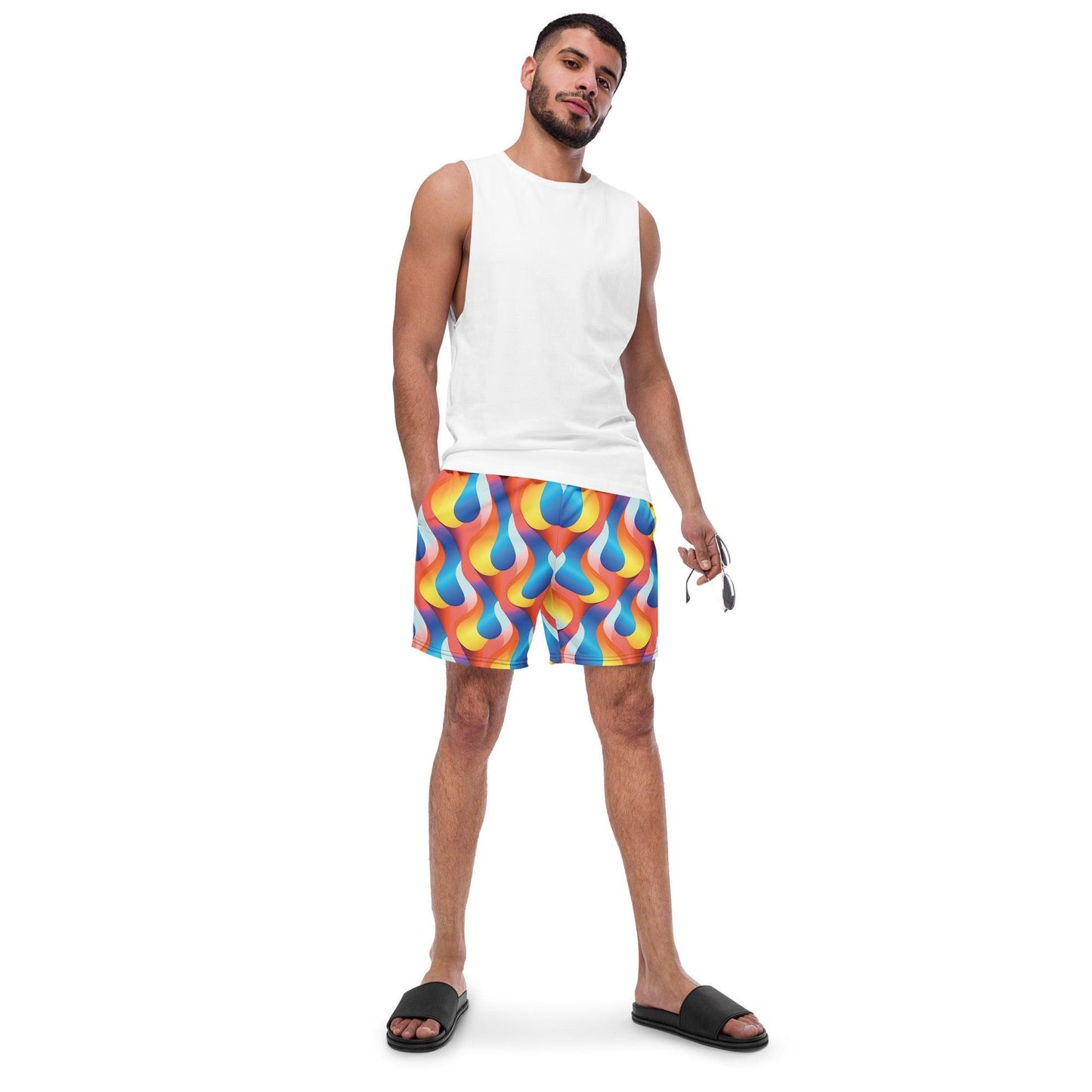 Playful Abstract Swim Shorts for Festivals and Raves