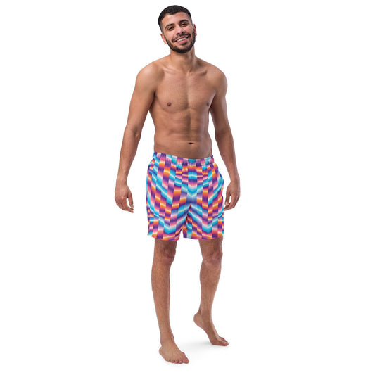 Abstract Rave Swim Shorts - Custom EDM Festival Wear