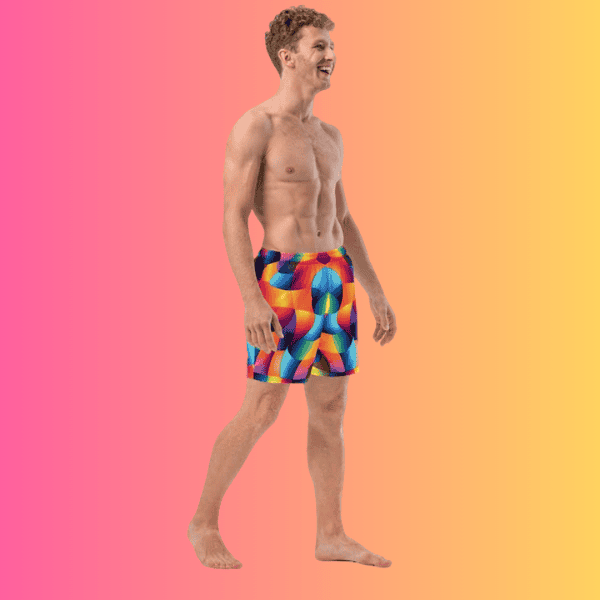 Vibrant Abstract Swim Shorts for EDM Festival Vibes