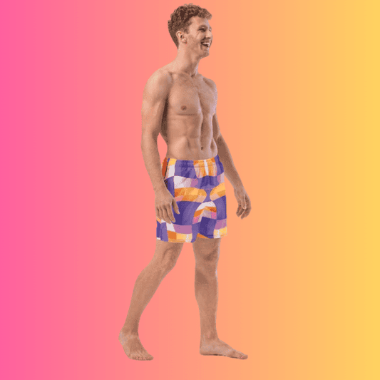 Vibrant Abstract Swim Shorts for Raves and Festivals