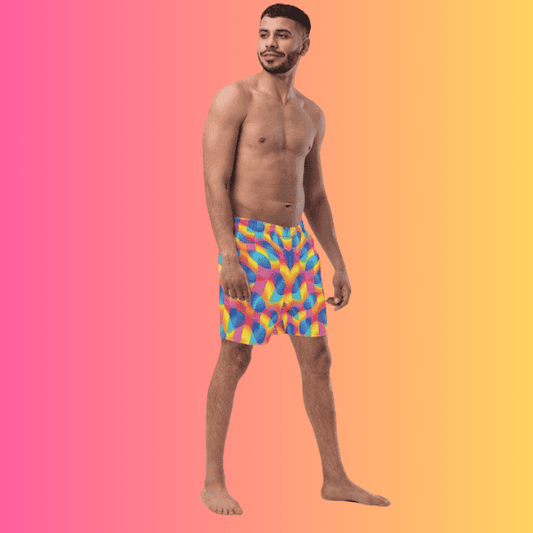 Bold Abstract EDM Swim Shorts for Festivals and Raves