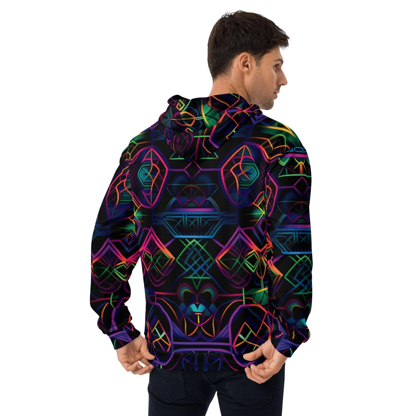 Neon Geometric Unisex Hoodie for Raves