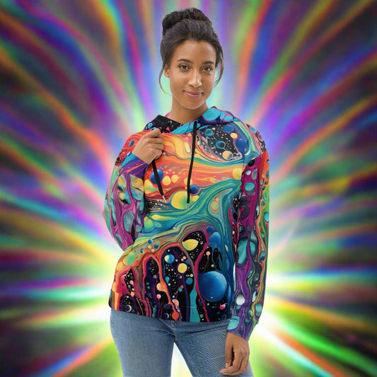 Vibrant Melting Abstract Unisex Hoodie for Festivals