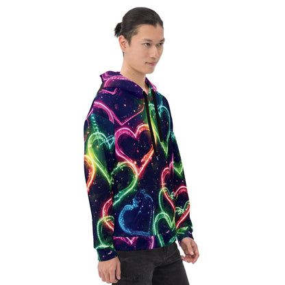 Vibrant Neon Heart Unisex Festival Hoodie