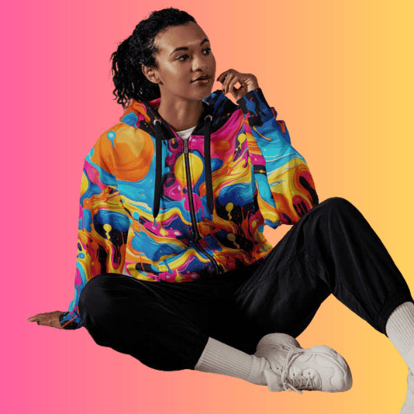 Playful Unisex Eco-Friendly Zip Hoodie - Ultimate Comfort for Rave Vibes