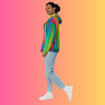 Eco-Friendly Unisex Zip Hoodie with Moon Patch for Rave Culture