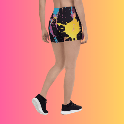 Vibrant Paint Splatter Festival Shorts for EDM Lovers