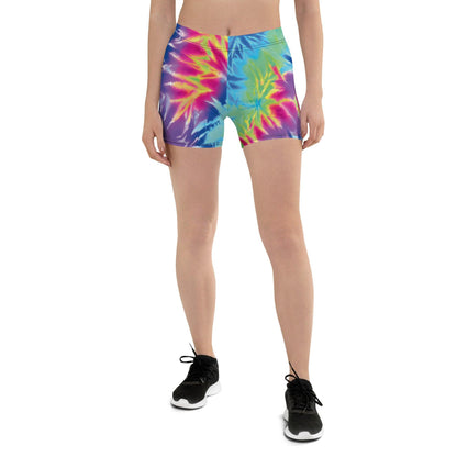 Vibrant Neon Tie-Dye Dance Shorts for Festivals