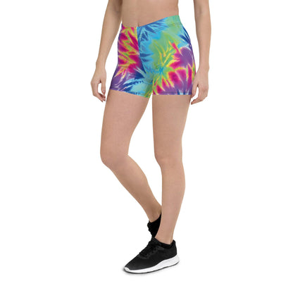 Vibrant Neon Tie-Dye Dance Shorts for Festivals