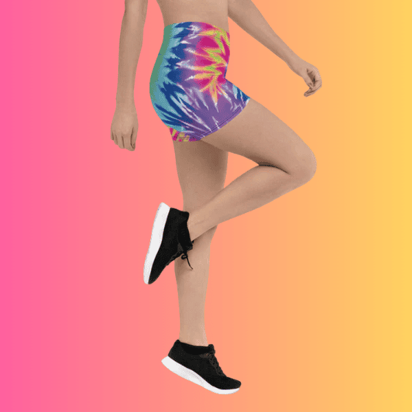 Vibrant Neon Tie-Dye Dance Shorts for EDM Festivals
