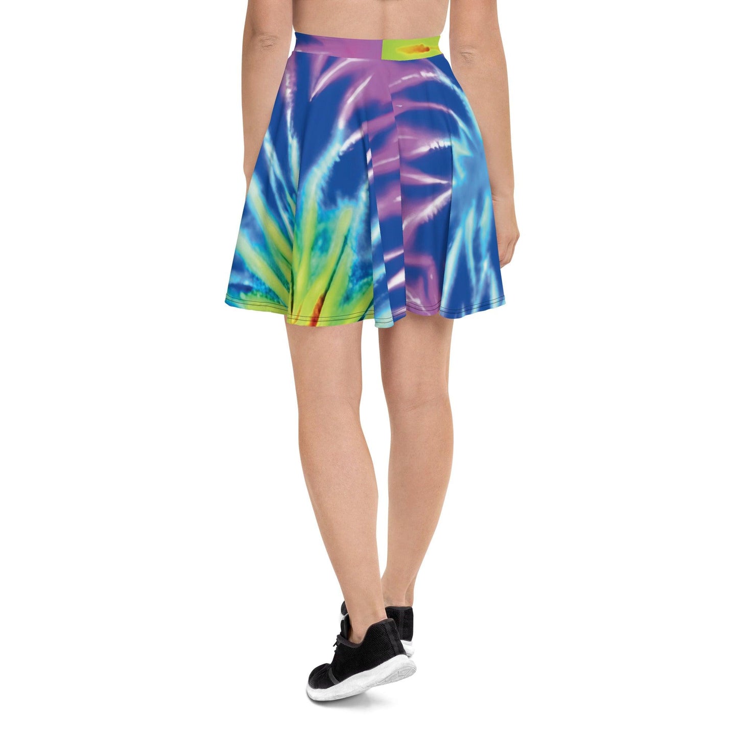 Neon Tie-Dye Skater Skirt for Raves & Festivals