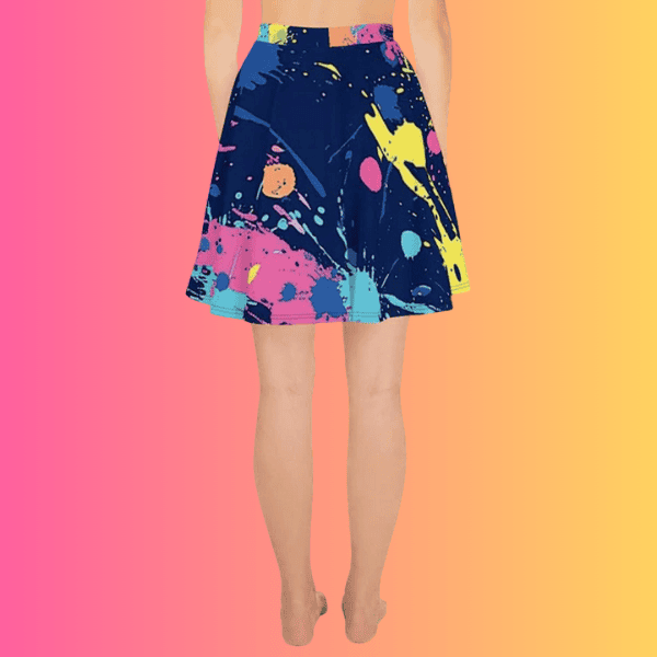 Vibrant Paint Splatter Skater Skirt for Raves and Music Festivals