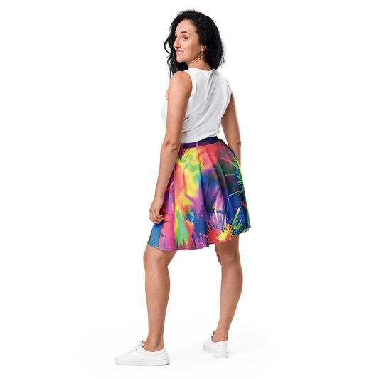 Neon Tie-Dye Skater Skirt - Festival Ready