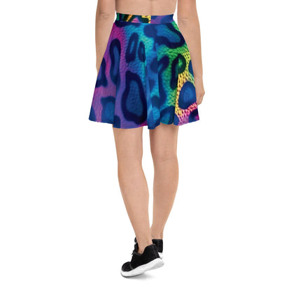 Neon Leopard Skater Skirt for Raves & Festivals