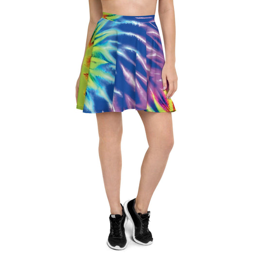 Neon Tie-Dye Skater Skirt for Raves & Festivals