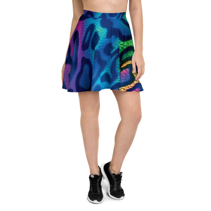 Neon Leopard Skater Skirt for Raves & Festivals