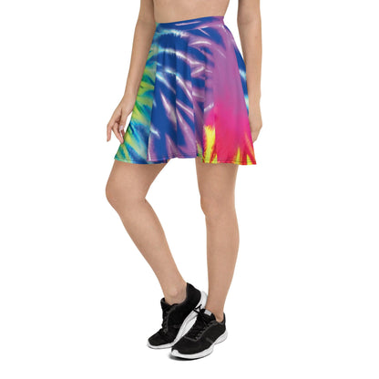 Neon Tie-Dye Skater Skirt for Raves & Festivals