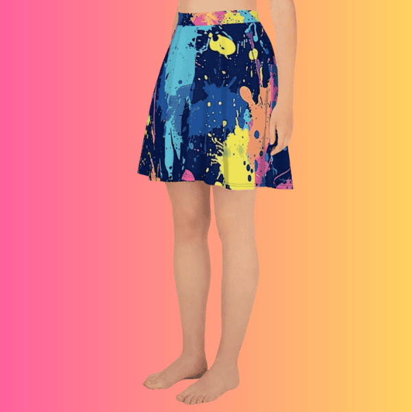 Vibrant Paint Splatter Skater Skirt for Raves and Music Festivals