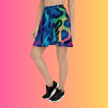 Neon Leopard Skater Skirt for Raves and Festivals