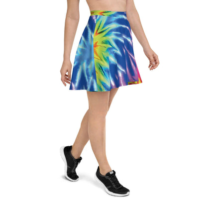 Neon Tie-Dye Skater Skirt for Raves & Festivals